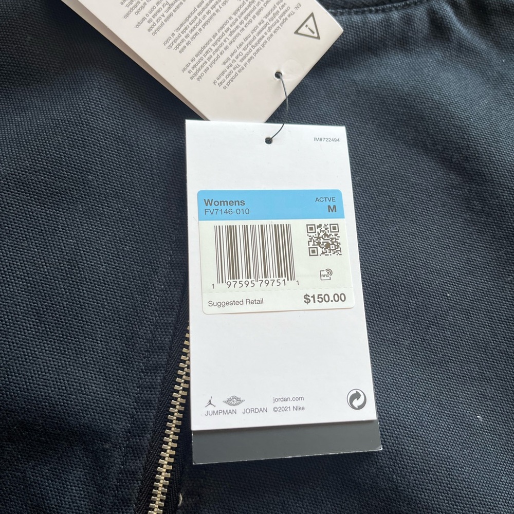 Nike Jordan Renegade Women's Canvas Jacket Black Medium - Picture 9 of 9